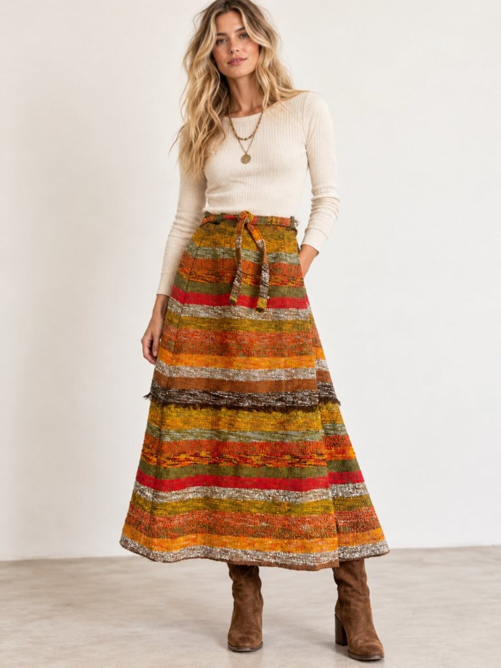 Vintage wool Blend Blanket Wrap Skirt S/M